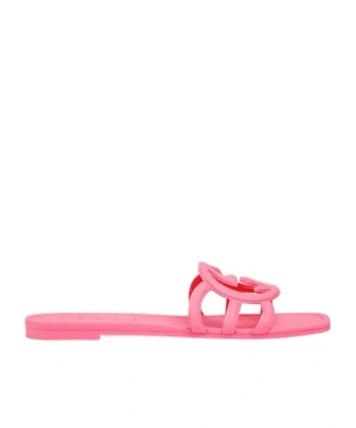 Gucci 10mm Interlocking G Canvas Slide Sandals In Pink
