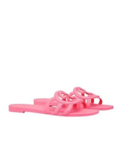 Gucci 10mm Interlocking G Canvas Slide Sandals In Pink