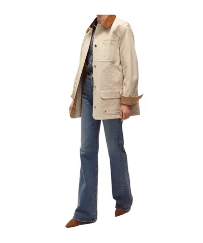 Veronica Beard Abbas Suede-trimmed Herringbone Cotton Jacket In Neutral