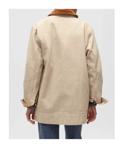 Veronica Beard Abbas Suede-trimmed Herringbone Cotton Jacket In Neutral