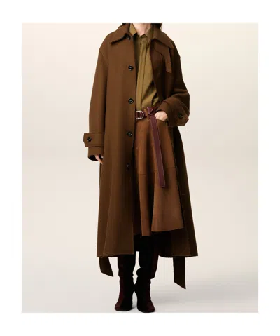 Ami Alexandre Mattiussi Ami Paris Wool Coat In Brown