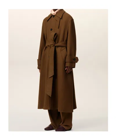 Ami Alexandre Mattiussi Ami Paris Wool Coat In Brown