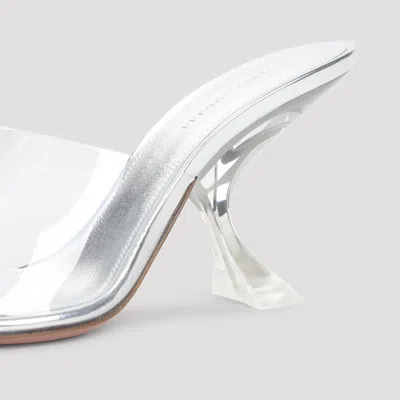Amina Muaddi Metallic Open-toe Sandals With Sculptural Heel In White