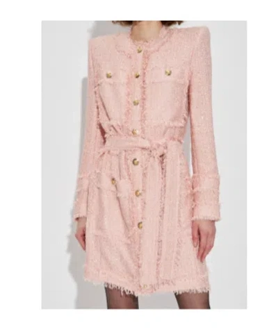 Balmain Sequinned Tweed Edge-to-edge Jacket In Pink