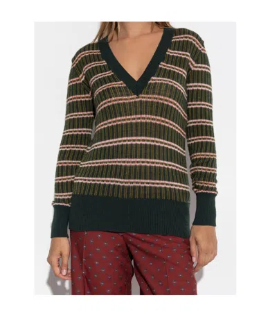 Etro Striped Wool Sweater In Green