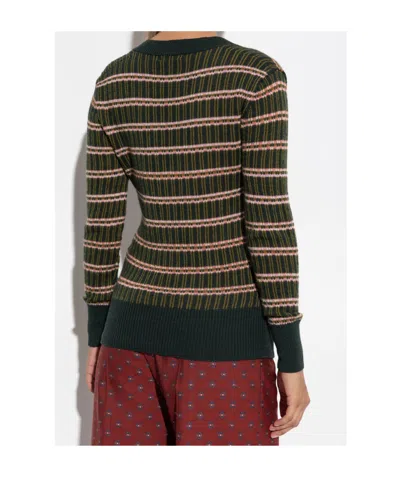Etro Striped Wool Sweater In Green