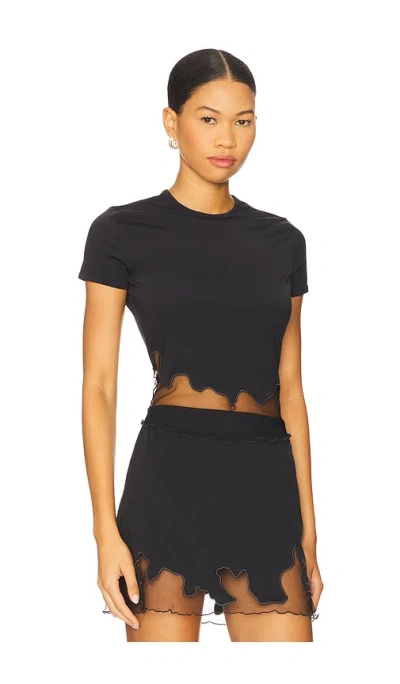 Diesel Nylon T-shirt With Tulle Insert In Black