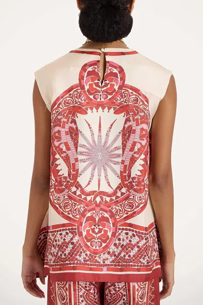 La Doublej La Double J San Carlo Printed Silk-twill Top In Burgundy