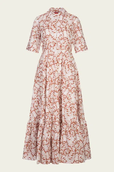 La Doublej San Pietro Tiered Embroidered Voile Maxi Shirt Dress In White