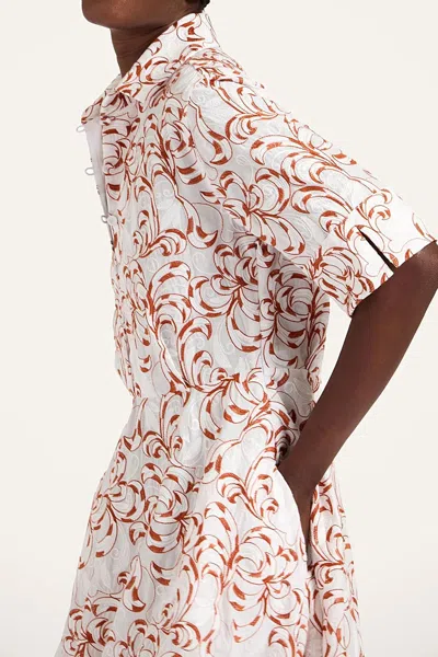 La Doublej San Pietro Tiered Embroidered Voile Maxi Shirt Dress In White