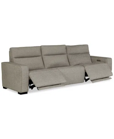 Macy's Miren 3-pc. Fabric Sectional With 3 Power Headrest Recliners, Exclusively At  In Brown
