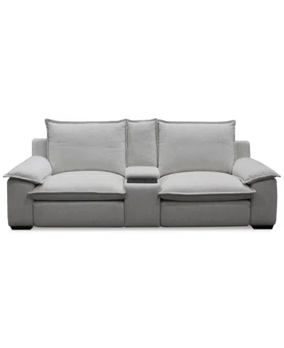 Macy's Borsi 3-pc. Sofa Sectional With 2 Power Recliners & 1 Console In Gray