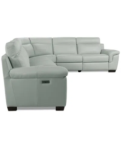 Macy's Julius Ii 6-pc. Leather L Sectional With 2 Power Recliners,  Exclusive In Gray
