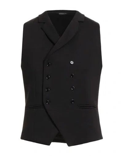 Grey Daniele Alessandrini Man Tailored Vest Midnight Blue Size 40 Wool, Polyester, Elastane In Black