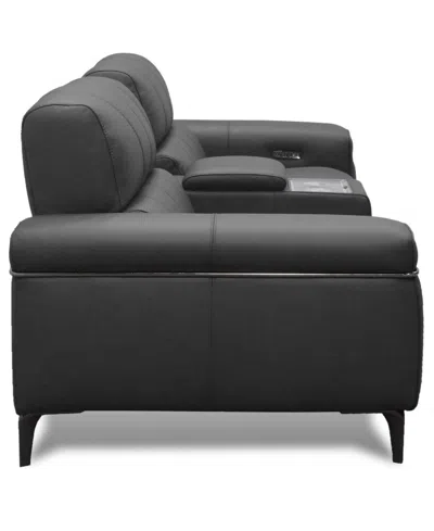 Macy's Wyndill 3-pc. Leather Sofa With 2 Power Recliners, Exclusively At  In Black