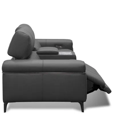 Macy's Wyndill 3-pc. Leather Sofa With 2 Power Recliners, Exclusively At  In Black
