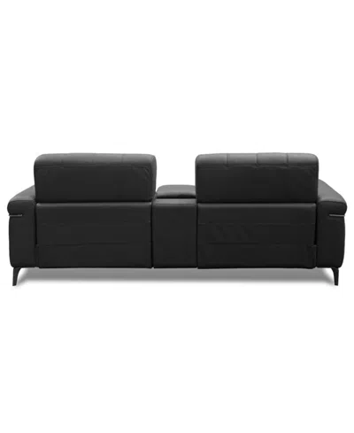 Macy's Wyndill 3-pc. Leather Sofa With 2 Power Recliners, Exclusively At  In Black