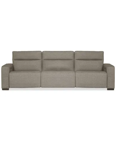 Macy's Miren 3-pc. Fabric Sectional With 3 Power Headrest Recliners, Exclusively At  In Brown