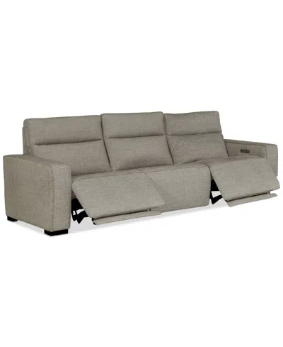Macy's Miren 3-pc. Fabric Sectional With 3 Power Headrest Recliners, Exclusively At  In Brown