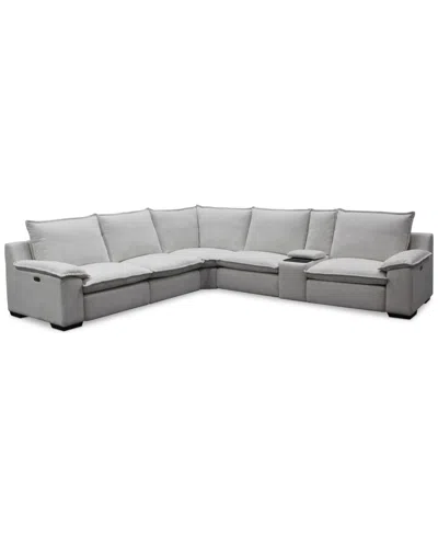 Macy's Borsi 6-pc. L Sectional With 3 Power Recliners & 1 Console In Gray