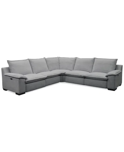 Macy's Borsi 5-pc. Sectional With 2 Power Recliners In Gray
