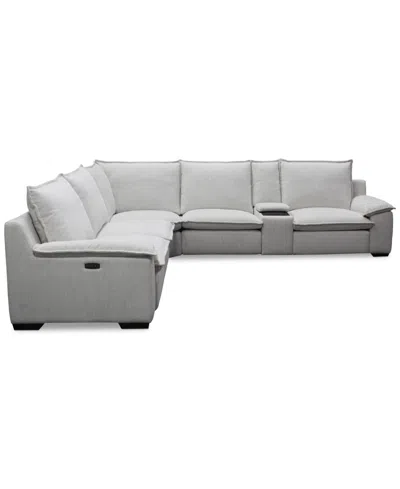 Macy's Borsi 6-pc. L Sectional With 3 Power Recliners & 1 Console In Gray