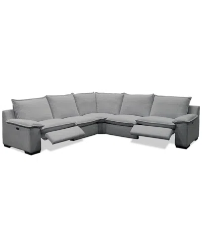 Macy's Borsi 5-pc. Sectional With 2 Power Recliners In Gray