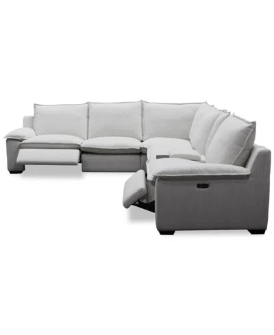 Macy's Borsi 6-pc. L Sectional With 3 Power Recliners & 1 Console In Gray