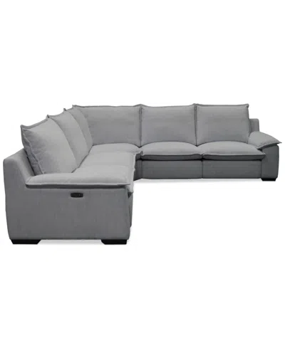 Macy's Borsi 5-pc. Sectional With 2 Power Recliners In Gray
