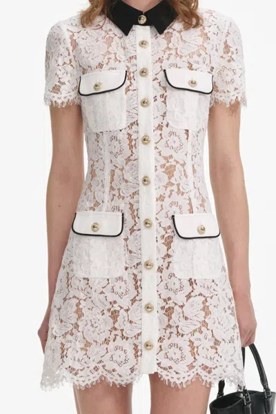 Self-portrait Short Dress With Floral Lace Embroidery Self Portrait In White