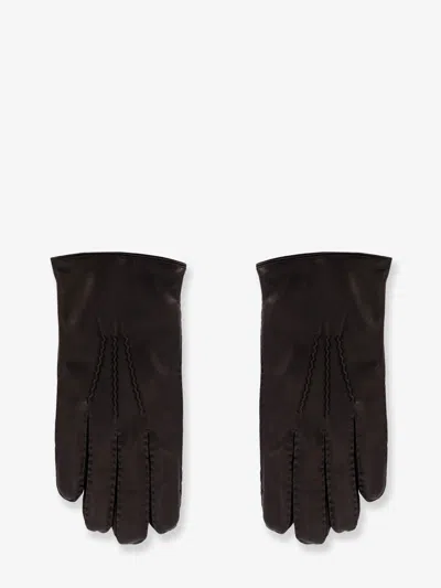 Orciani Stitched-detail Leather Gloves In Brown