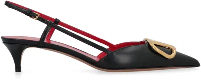 Valentino Vlogo Signature Pointed Toe Slingback Pumps In Black