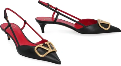 Valentino Vlogo Signature Pointed Toe Slingback Pumps In Black