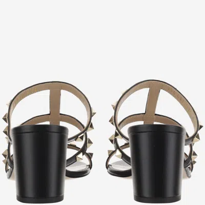 Valentino Garavani Rockstud Calfskin Leather Slide Sandal 60 Mm Woman Marine 39 In Black