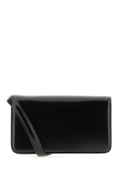 Valentino Garavani Vain Small Vlogo Leather Clutch Bag In Black
