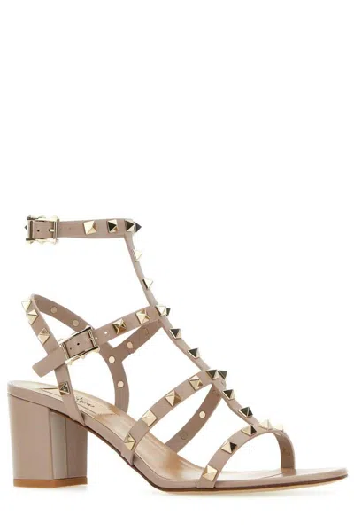 Valentino Garavani Garavani Rockstud Ankle-strap Heeled Sandals In White