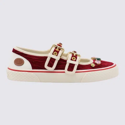 Valentino Burgundy And White Leather Sneakers In Red