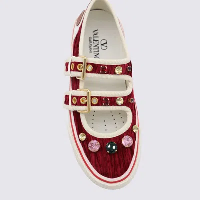 Valentino Burgundy And White Leather Sneakers In Red