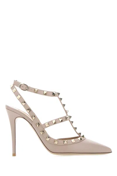 Valentino Garavani Rockstud Pointed Toe Caged Pumps In Neutral