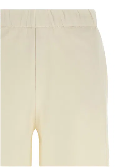 Max Mara Elastic-waistband Silk-cotton Trousers In White