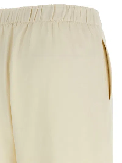 Max Mara Elastic-waistband Silk-cotton Trousers In White