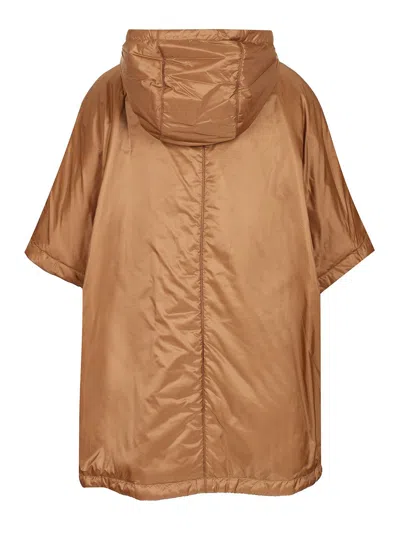 Max Mara The Cube Padded Cape With Hood In Brown