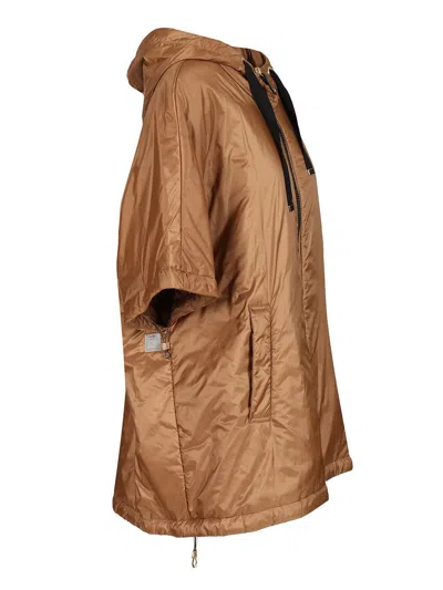 Max Mara The Cube Padded Cape With Hood In Brown