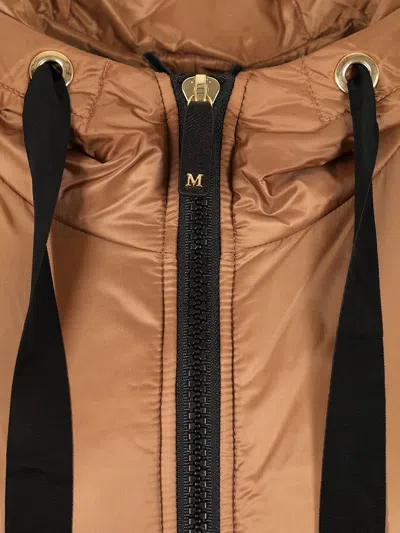 Max Mara The Cube Padded Cape With Hood In Brown