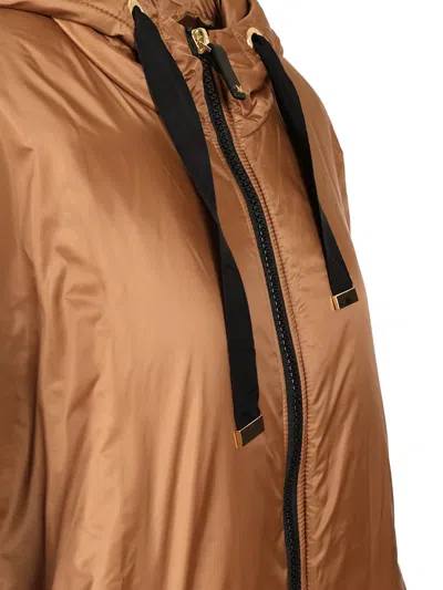 Max Mara The Cube Padded Cape With Hood In Brown