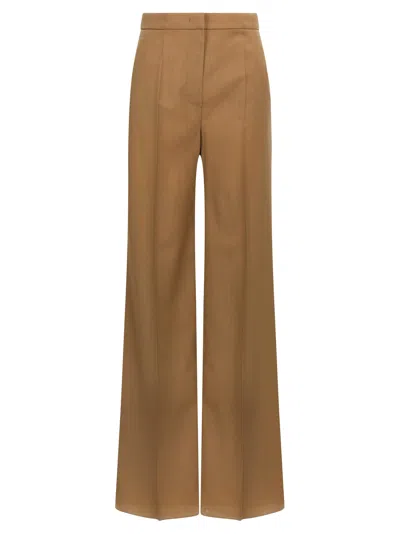 Max Mara Wide Beige Wool Trousers In Brown