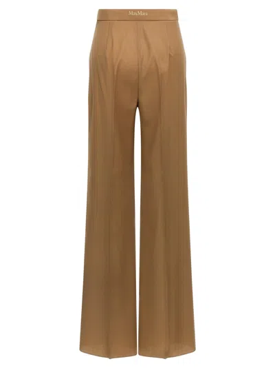 Max Mara Wide Beige Wool Trousers In Brown