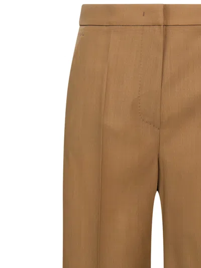 Max Mara Wide Beige Wool Trousers In Brown