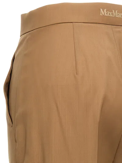 Max Mara Wide Beige Wool Trousers In Brown