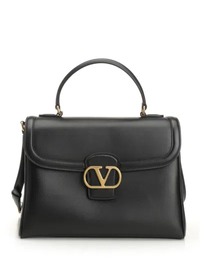 Valentino 9 To 5 Flap Leather Top-handle Bag In Black